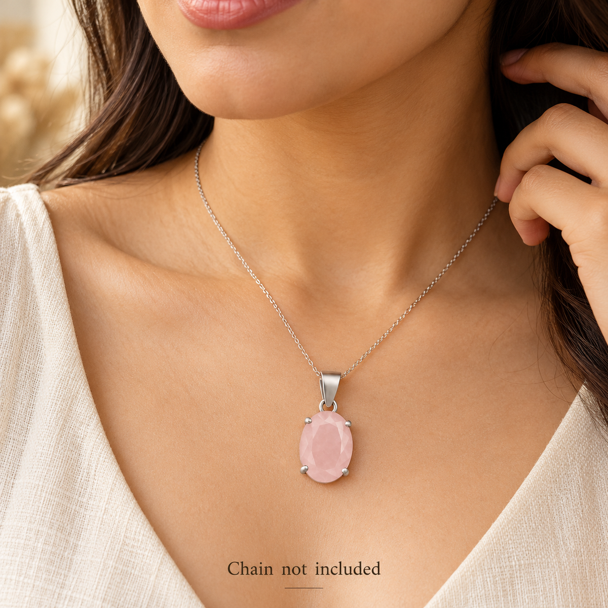 Original Rose Quartz Pendant with Free Raw Selenite Bowl for Love & Self-Love | Natural | Certified | Mauksh
