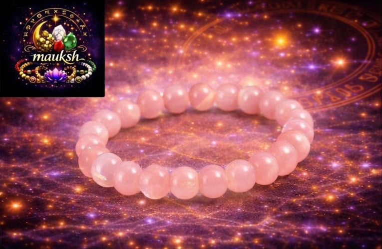 Rose Quartz Bracelet for Love & Self-Love | Natural Crystal | Certified | Mauksh