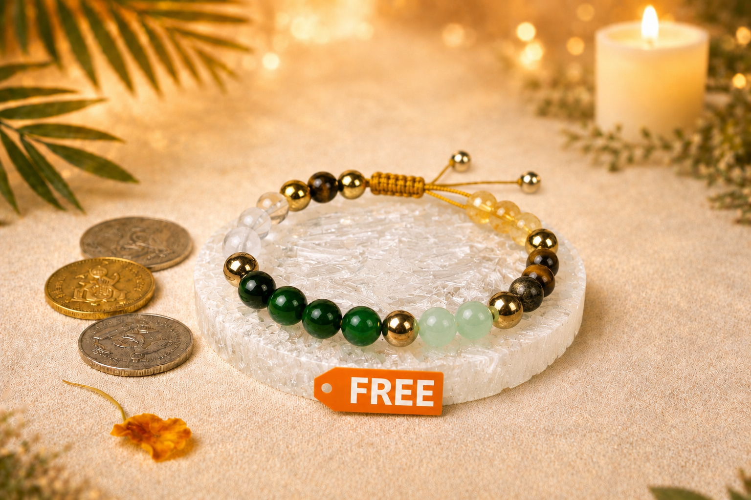 Original Money Magnet Bracelet with Free Raw Selenite Plate for Wealth, Luck & Success | Certified | Mauksh