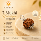 10–13 mm Original 7 Mukhi Nepali Rudraksha | Lightweight Daily Wear Pendant | Natural | Certified | Mauksh