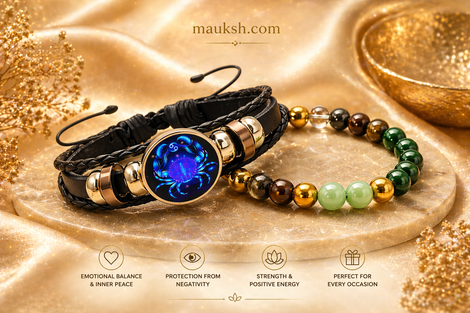 Original Money Magnet Zodiac Combo for Financial Growth & Destiny Alignment | Personalized Astrology Bracelet | Mauksh