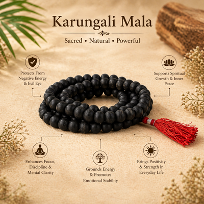 Original Karungali Mala (Ebony Wood) – Protection, Grounding & Energy Shield | Certified | Mauksh