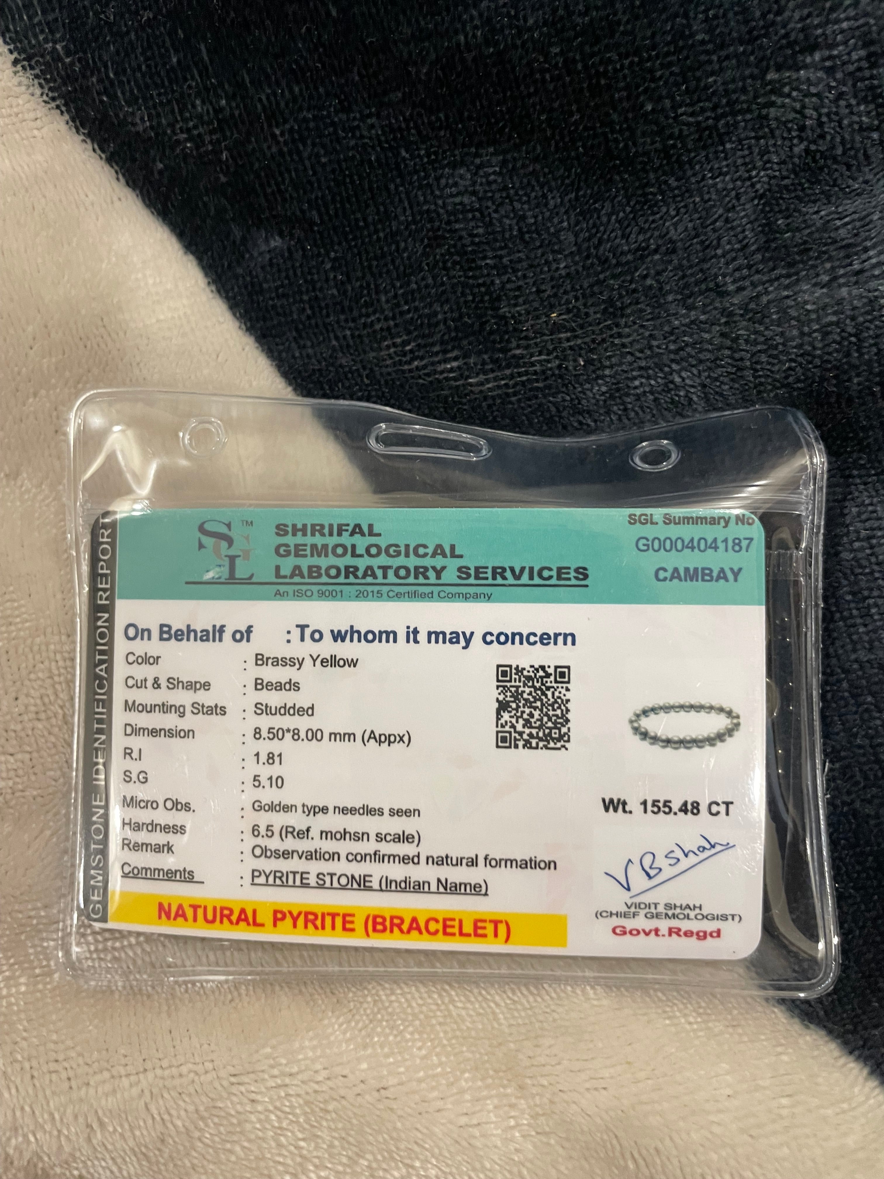 Pyrite Bracelet for Wealth & Money Attraction | Natural Crystal | Certified | Mauksh