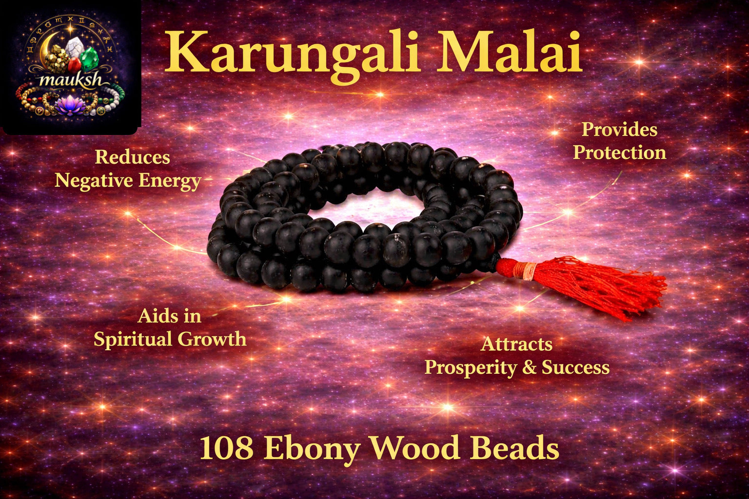 Karungali Mala (Ebony Wood) – Protection, Grounding & Energy Shield | Certified | Mauksh