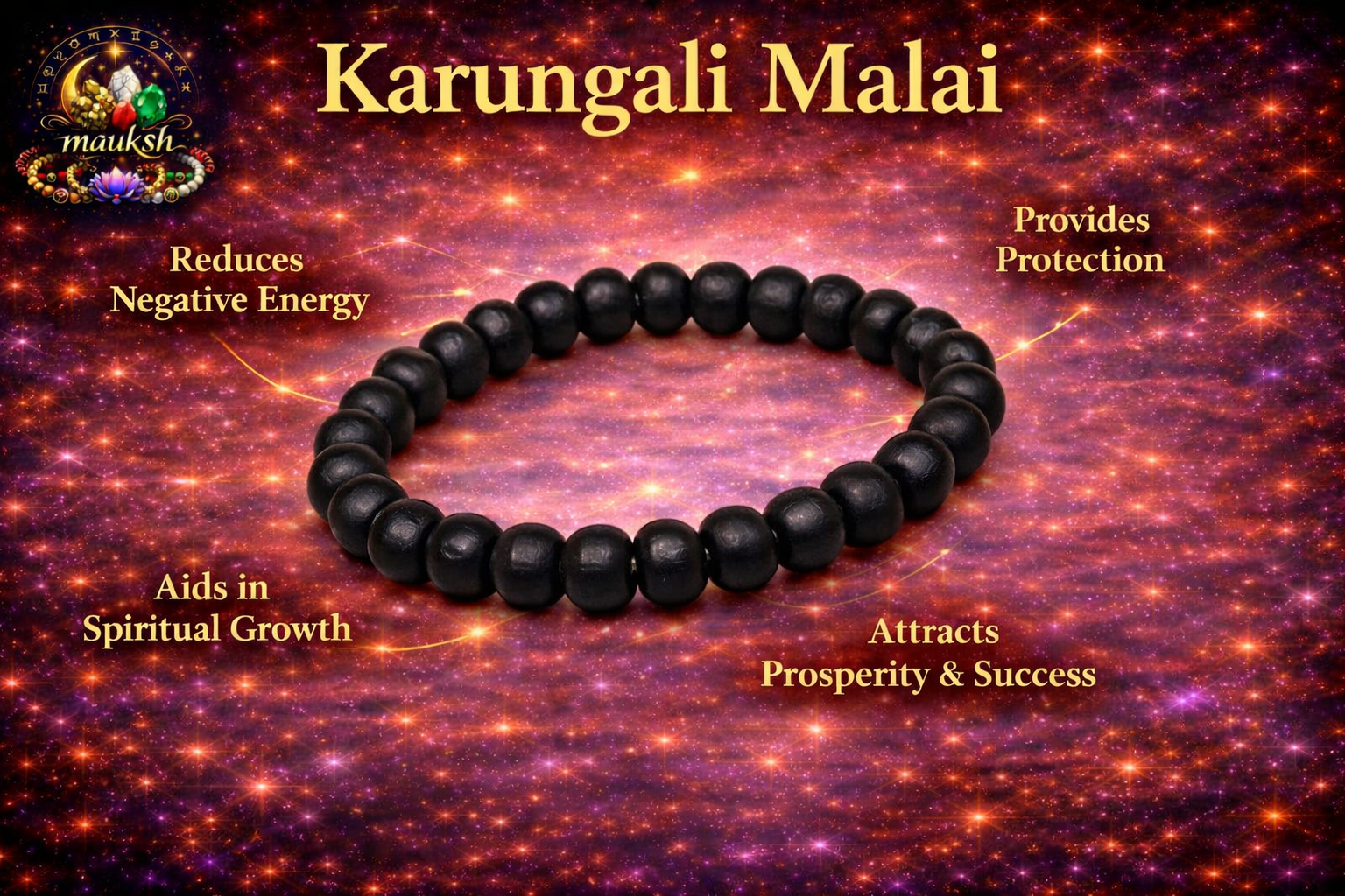 Karungali Bracelet (Ebony Wood) – Protection & Energy Balance | Certified | Mauksh