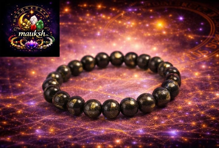 Pyrite Bracelet for Wealth & Money Attraction | Natural Crystal | Certified | Mauksh