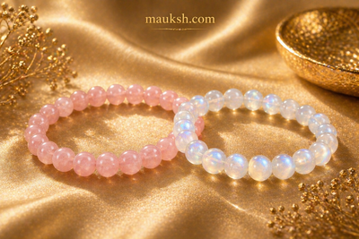 Original Rose Quartz & Moonstone Bracelet Combo for Love & Emotional Balance | Natural Crystals | Certified | Mauksh